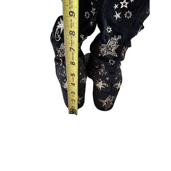 ASH Eros Velvet Boho Black Tall Boots Embroidered Over-The-Knee Sz 37 US 6.5 - Picture 8 of 16